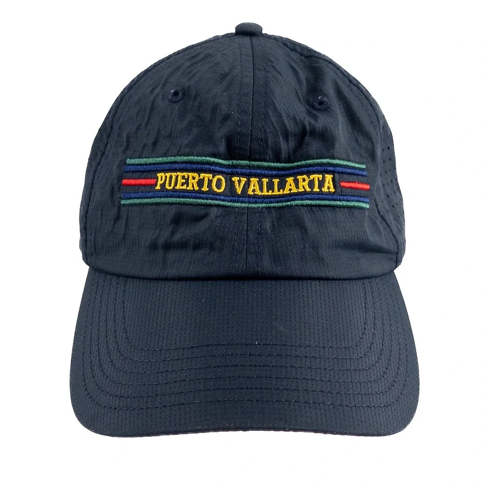 FITCAP Puerto Vallarta Navy Blue Embroidered Baseball Cap One Size Strap Back